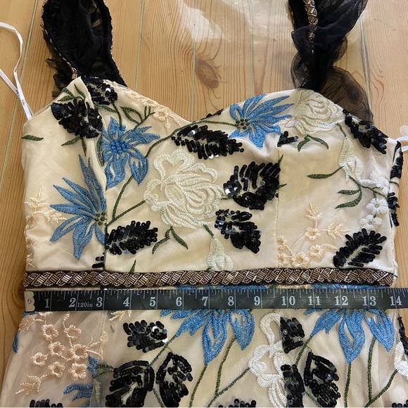 NWOT Lulus Show Stopper Cream Embroidered Sequin Bodycon Maxi Dress - Picture 7 of 14